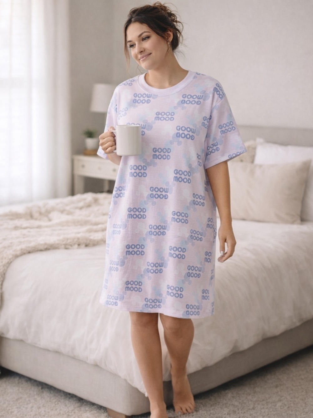 Disney Comfy Cotton Sleepwear T-Shirt ArcBlu GoodMood Graphic Size Medium